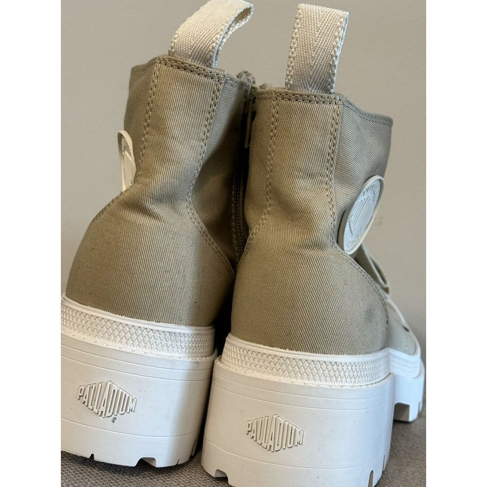 Palladium Pallabase Twill Womens 11 Boots Dune Lace Up Ankle Combat Chunky